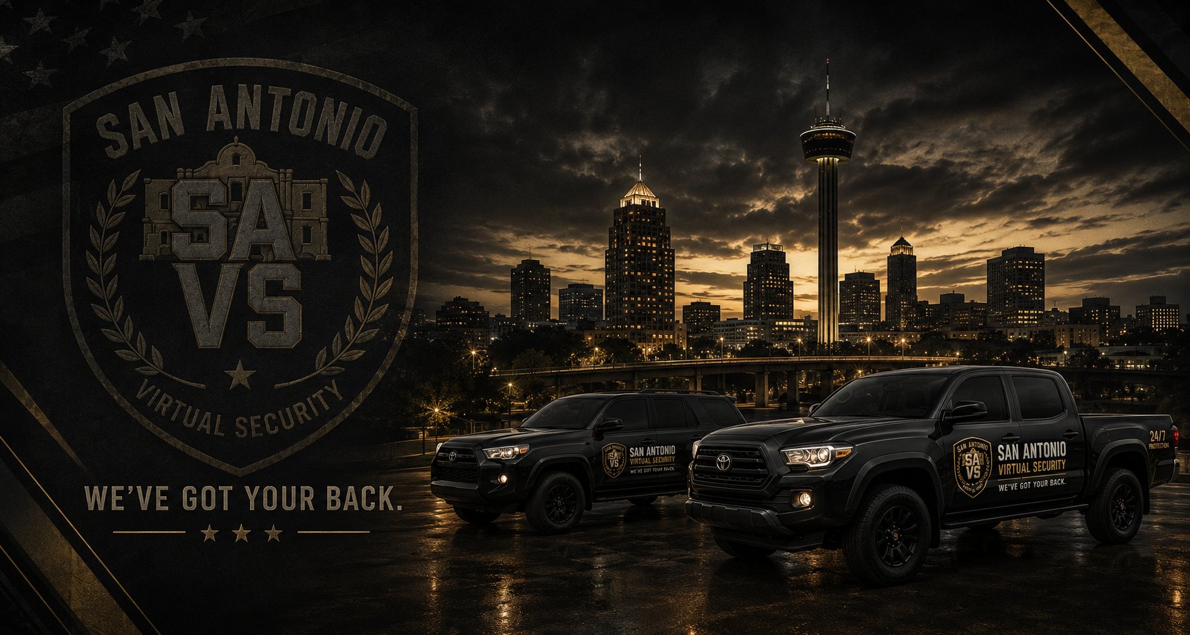 SAVS patrol fleet with the San Antonio skyline